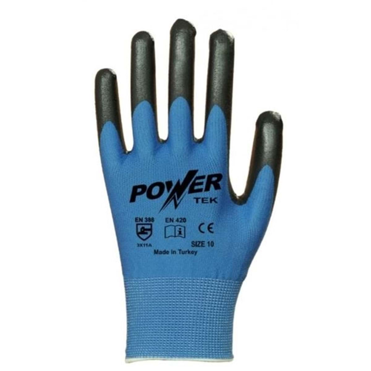 POWER MAVİ-SİYAH DÜZ POLYESTER ELDİVEN (10 NO) TEK005