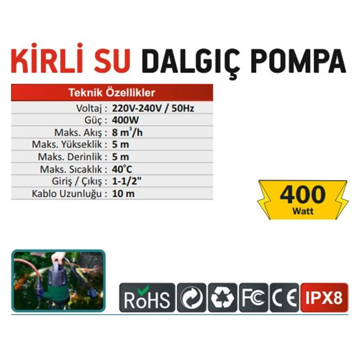 CMC 400W KİRLİ SU DALGIÇ POMPA