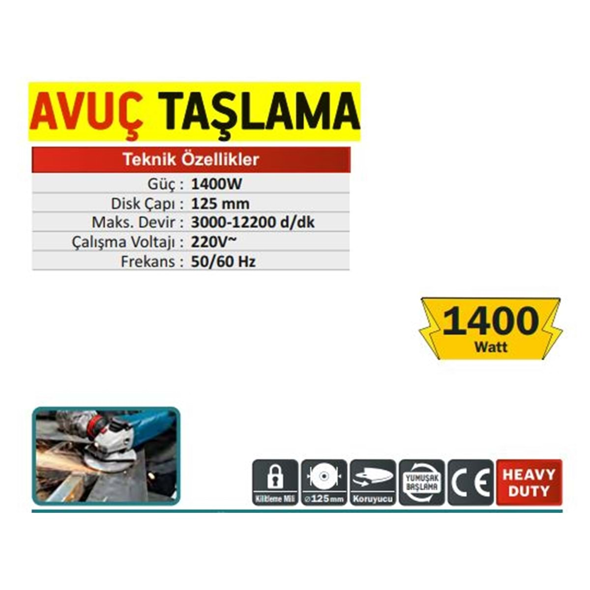 CMC 125mm AVUÇ TAŞLAMA 1400W