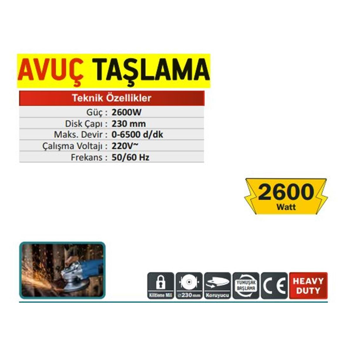 CMC 230mm AVUÇ TAŞLAMA 2600W