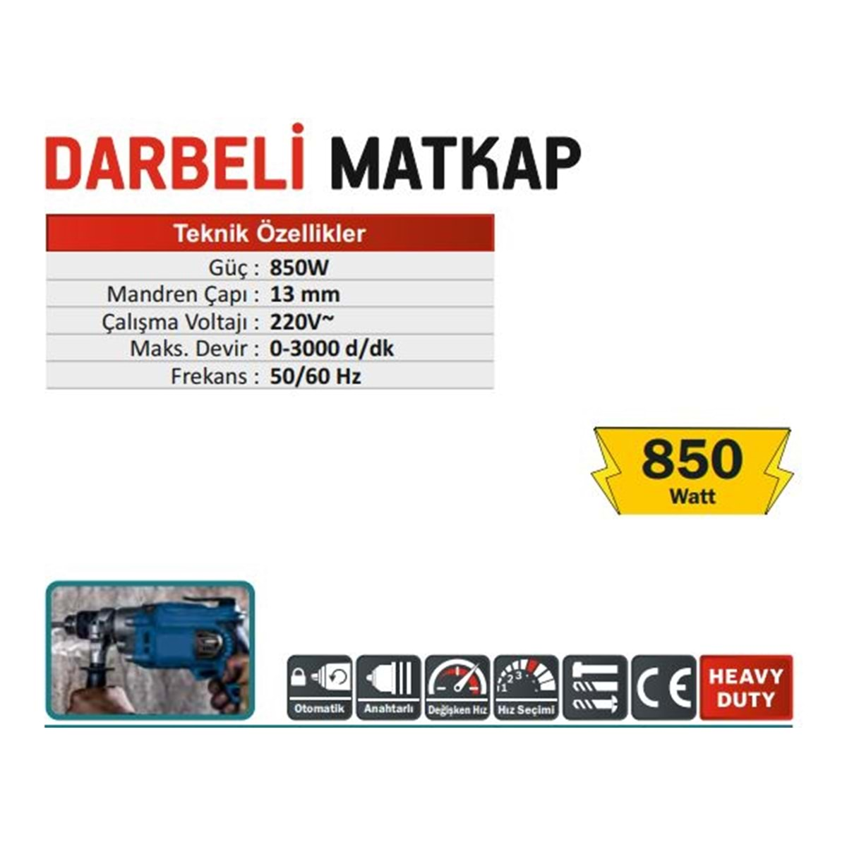 CMC 13mm DARBELİ MATKAP 850W