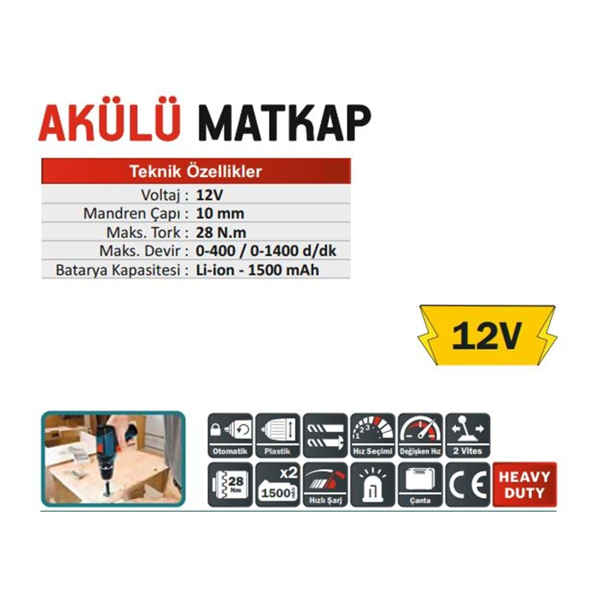 CMC 10mm AKÜLÜ MATKAP 12V