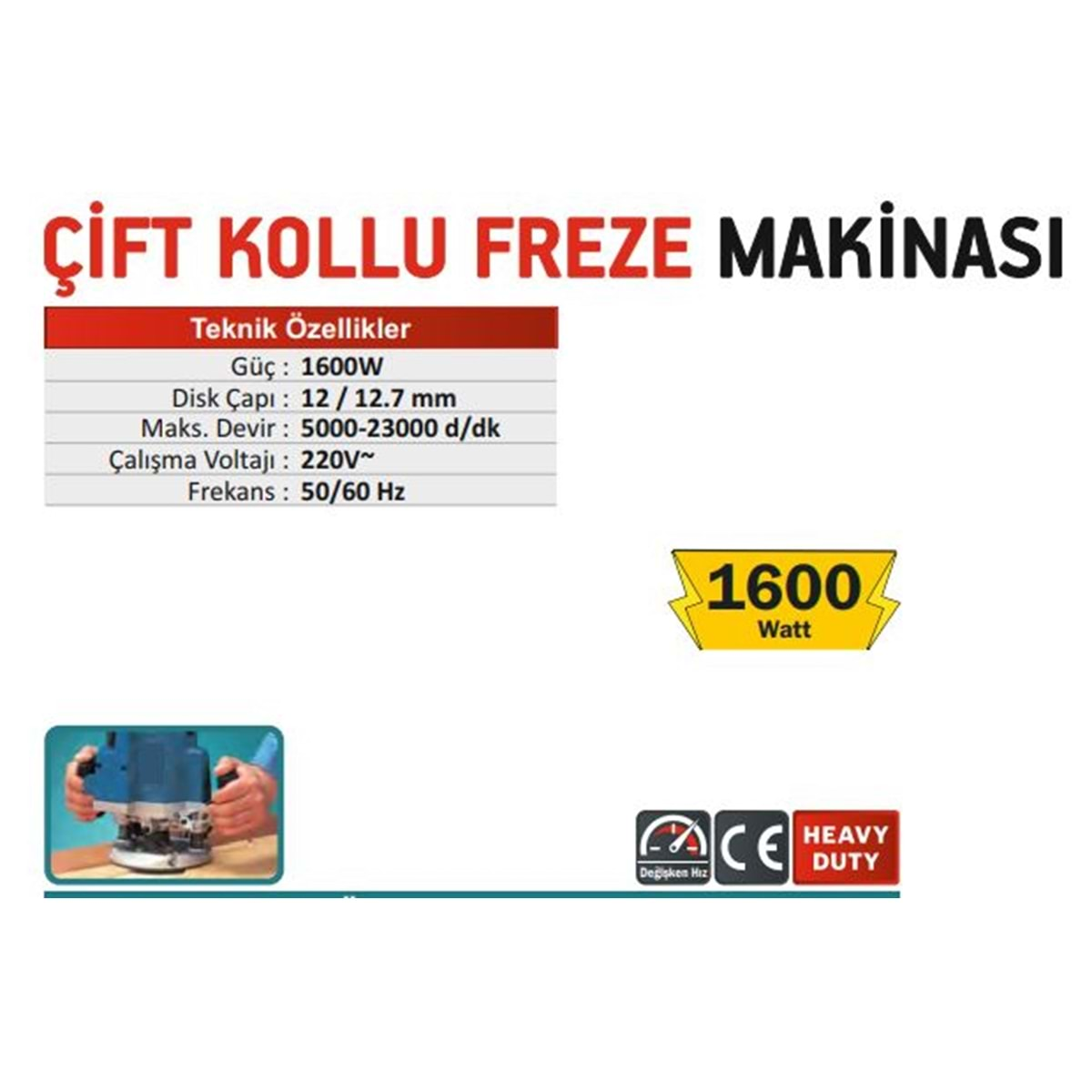 CMC ÇİFT KOLLU FREZE MAKİNASI 1600W