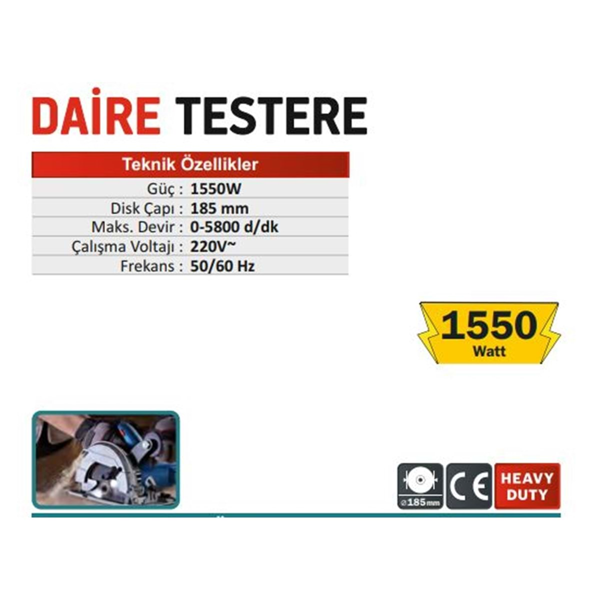 CMC 185mm DAİRE TESTERE 1550W