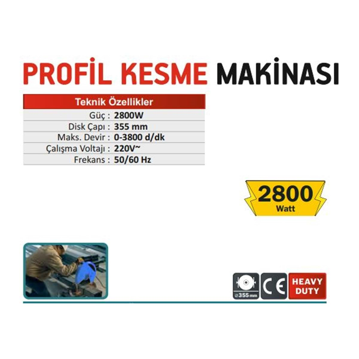 CMC 355mm PROFİL KESME MAKİNASI 2800W