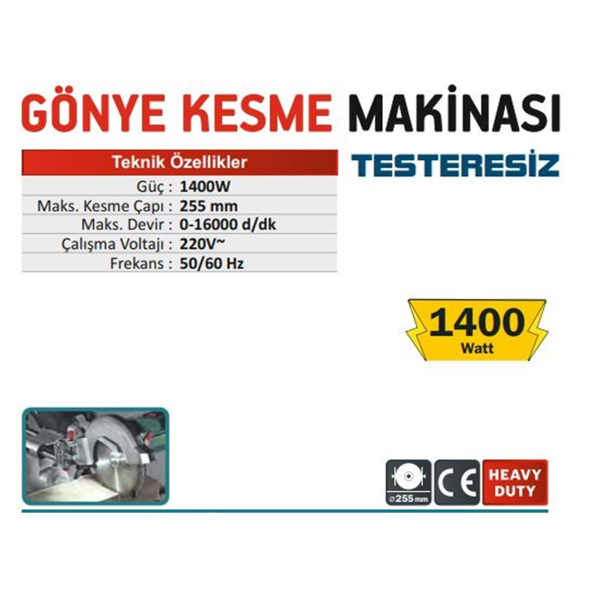 CMC 255mm GÖNYE KESME MAKİNASI 1400W