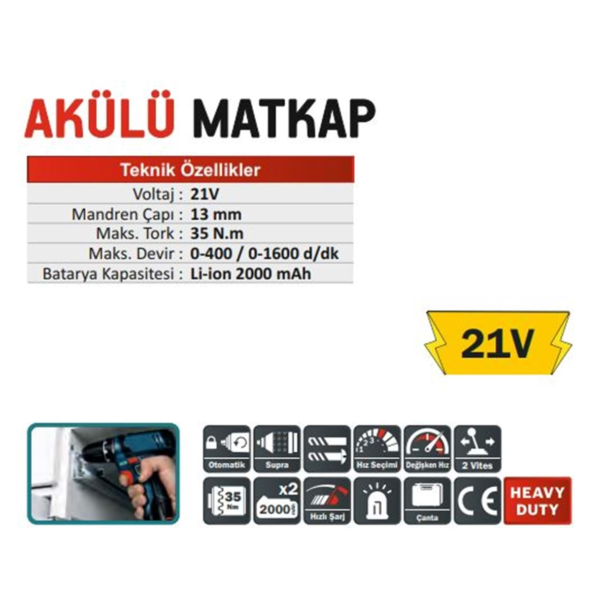 CMC 10mm AKÜLÜ MATKAP 18V