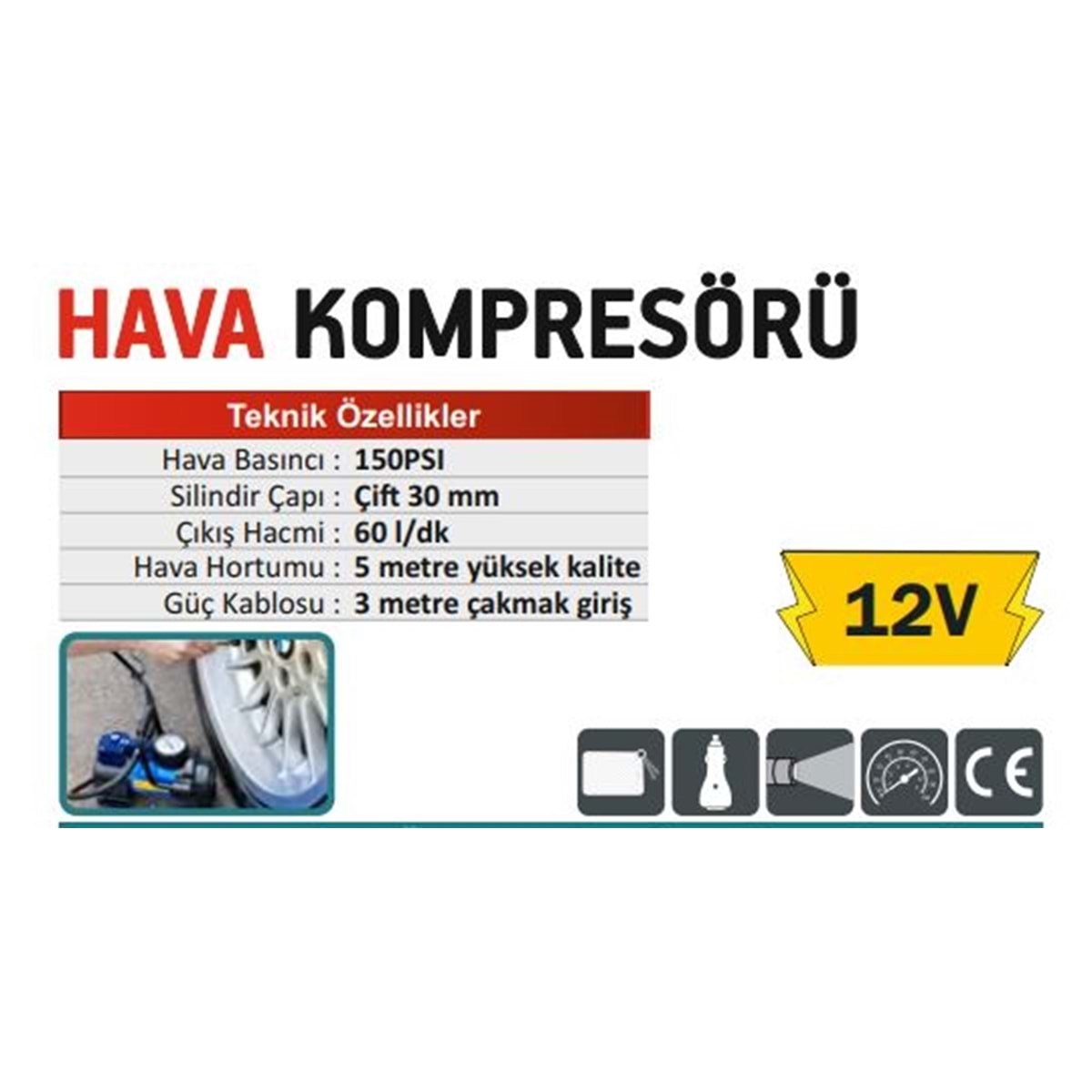 CMC HAVA KOMPRESÖRÜ ÇİFT PİSTON ÇAKMAKLIK GİRİŞLİ