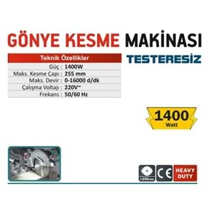 CMC 255mm GÖNYE KESME MAKİNASI 1400W