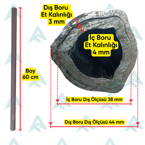 60 CM ORTA ÜÇGEN BORU TAKIM
